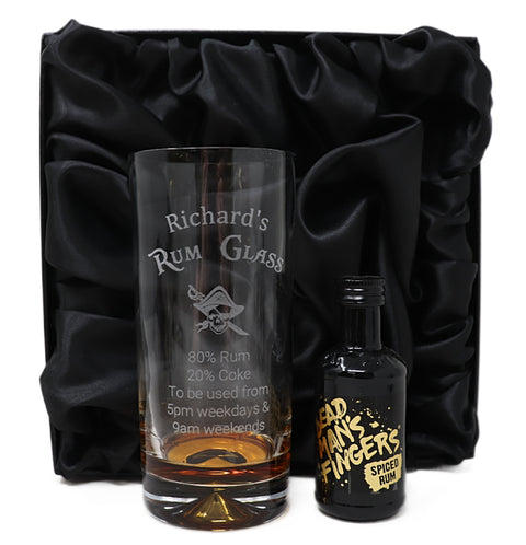 Personalised Rum % Highball Glass & Miniature Rum Gift Set