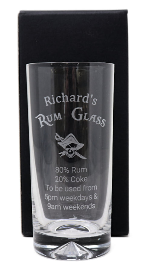 Personalised Highball Glass & 70cl Bumbu - Rum % Design