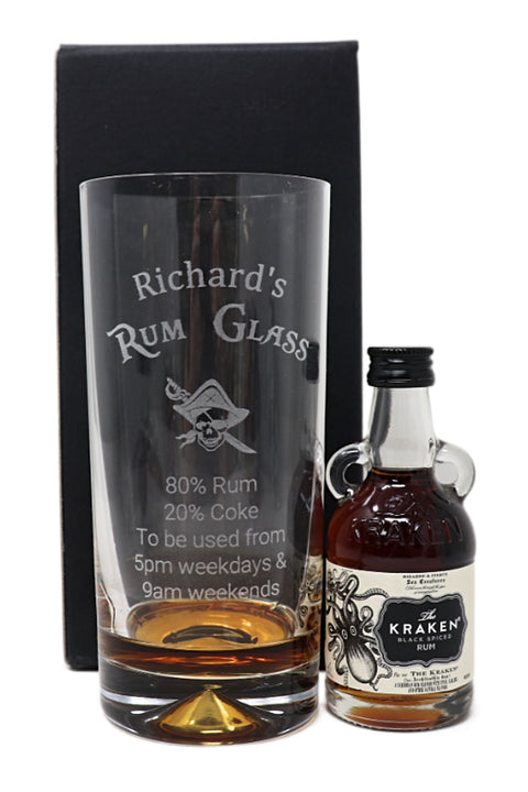 Personalised Rum % Highball Glass & Miniature Rum Gift Set