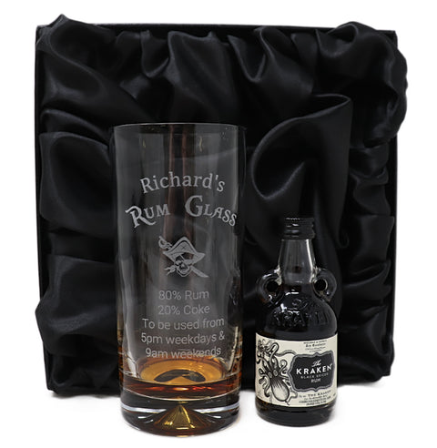 Personalised Rum % Highball Glass & Miniature Rum Gift Set