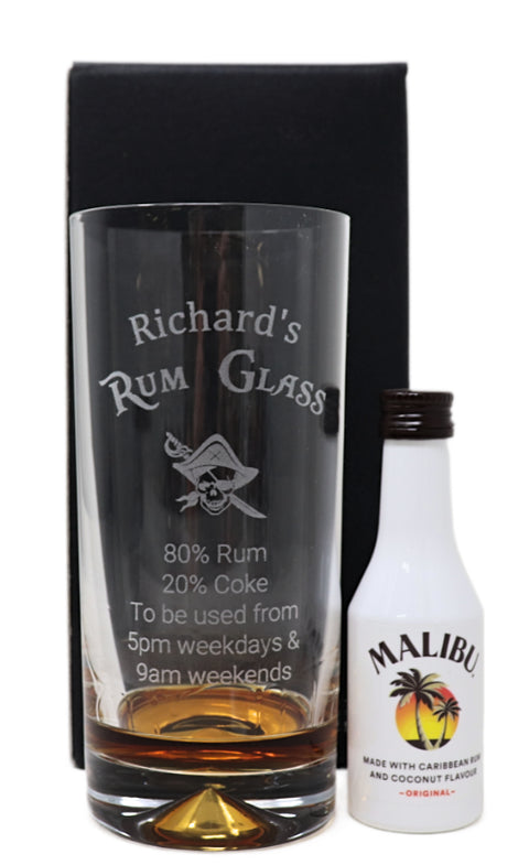 Personalised Rum % Highball Glass & Miniature Rum Gift Set