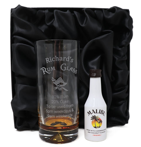 Personalised Rum % Highball Glass & Miniature Rum Gift Set