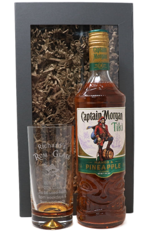 Personalised Highball Glass & 70cl Captain Morgan - Rum % Design