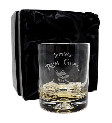 Personalised Dimple Glass Tumbler - Rum Design