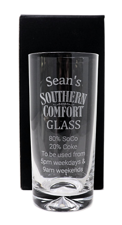 Personalised Engraved Highball Glass & Miniature Alcohol Gift Set - Southern Comfort % Design