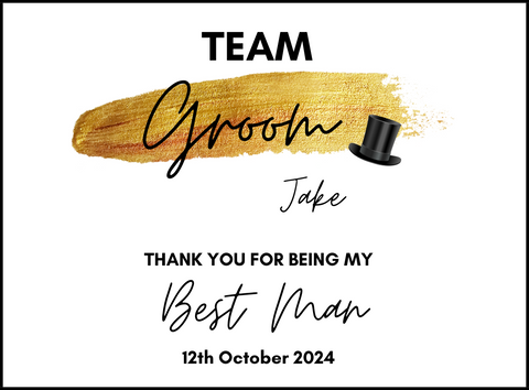 Personalised Prosecco/Wine Bottle Label - Team Groom, Best Man Thank You Design