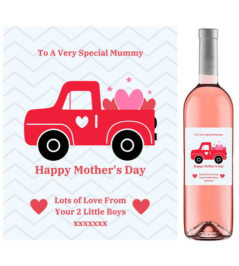 Personalised Wine Bottle Label - Mother´s Day Truck Design