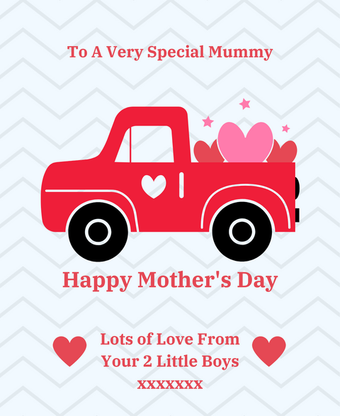 Personalised Wine Bottle Label - Mother´s Day Truck Design