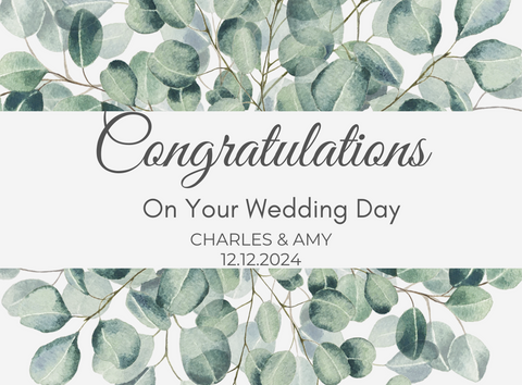 Personalised Prosecco Bottle Label - Congratulations Leaves Design