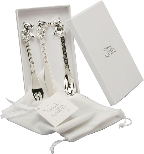 Silver Plated Christening Cutlery in Personalised Gift Box