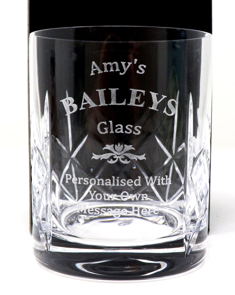 Personalised Crystal Glass Tumbler & Miniature Gift Set - Baileys Design