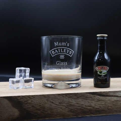 Personalised Glass Tumbler & Miniature - Baileys Design