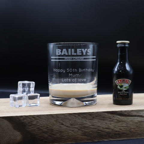 Personalised Glass Tumbler & Miniature - Baileys Banner Design