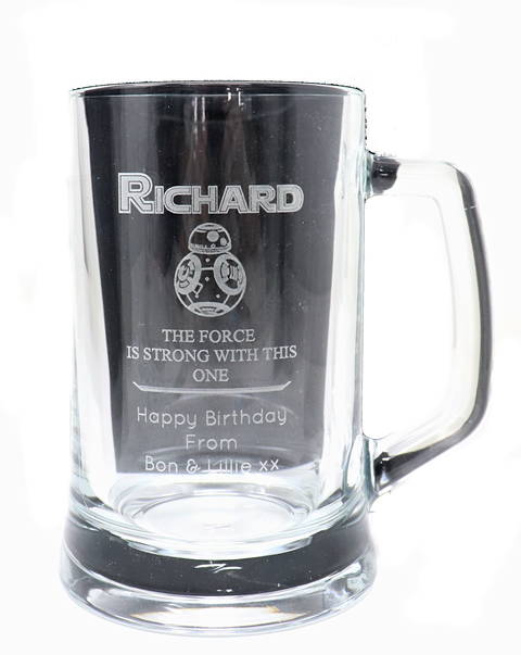 Personalised Pint Glass Tankard - Star Wars BB8 Design