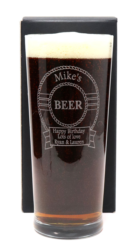 Personalised Pint Glass - Beer Design