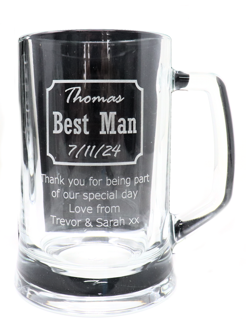 Personalised Pint Glass Tankard - Best Man/Father of the Bride Wedding Design