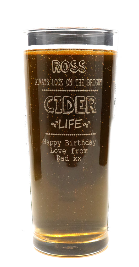 Personalised Engraved Pint Glass - Bright Cider Life Design