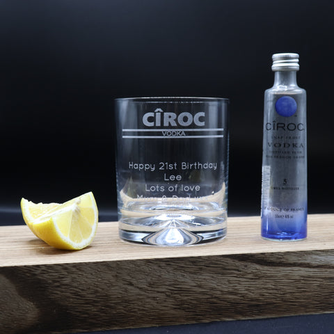 Personalised Glass Tumbler & Miniature - Ciroc Banner Design