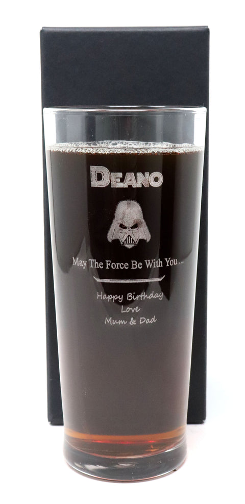 Personalised Pint Glass - Star Wars Darth Vader Design