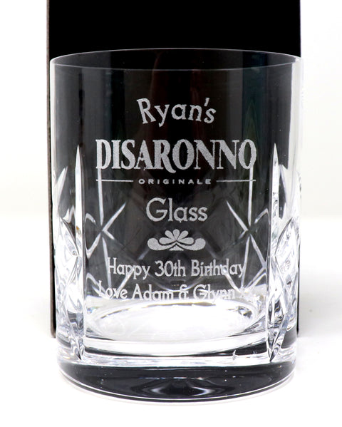 Personalised Crystal Glass Tumbler & Miniature - Disaronno Design