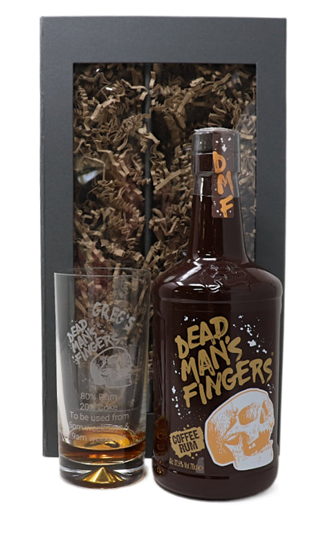 Personalised Highball Glass & 70cl Rum - Dead Man's Fingers Design