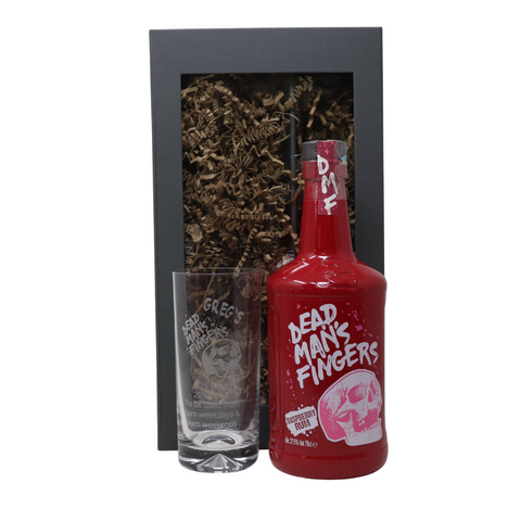 Personalised Highball Glass & 70cl Rum - Dead Man's Fingers Design