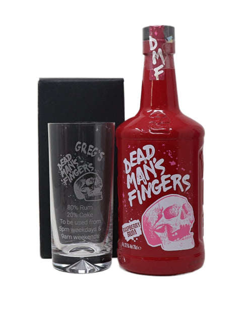 Personalised Dead Man's Fingers Rum Highball Glass & 70cl Bottle of Rum Gift Set