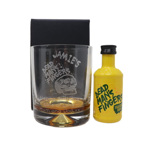 Personalised Glass Tumbler & Miniature - Dead Man's Fingers Design