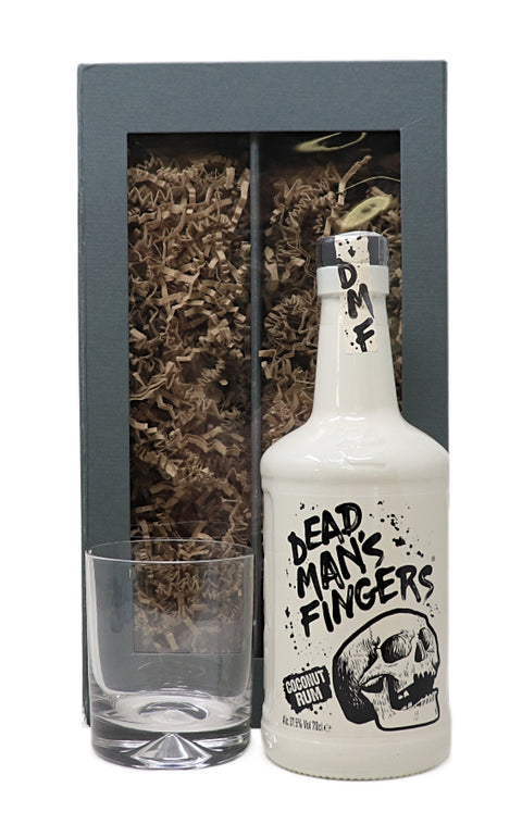 Personalised Glass Tumbler & 70cl Rum - Dead Man's Fingers Design