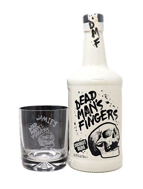 Personalised Glass Tumbler & 70cl Rum - Dead Man's Fingers Design