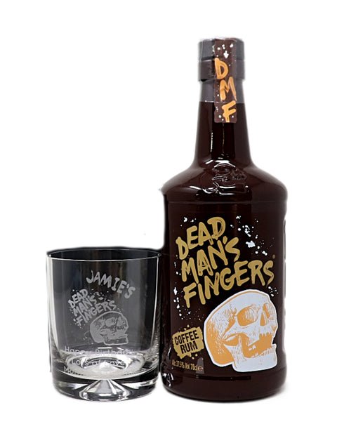 Personalised Glass Tumbler & 70cl Rum - Dead Man's Fingers Design