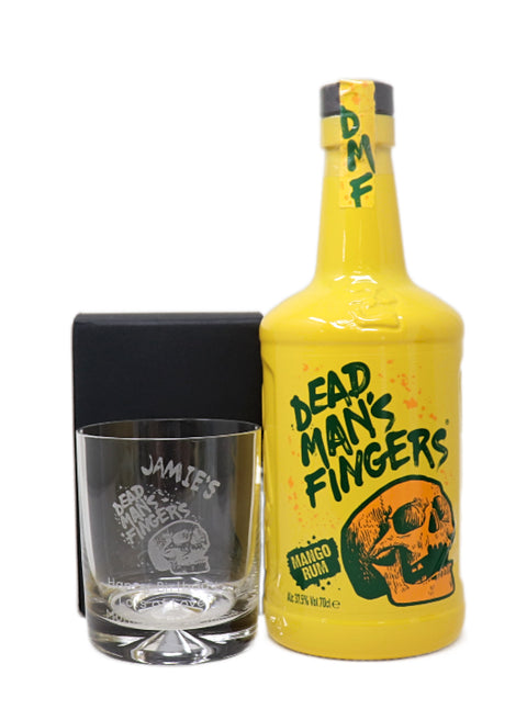 Personalised Glass Tumbler & 70cl Rum - Dead Man's Fingers Design