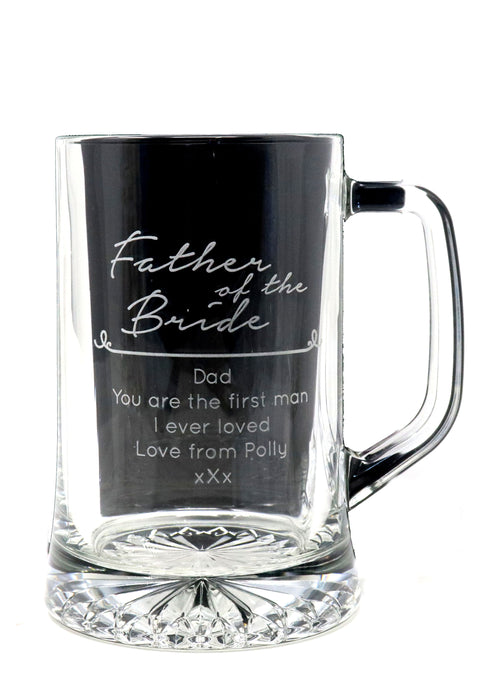 Personalised Pint Glass Tankard - Father of the Bride/Groom Wedding Design