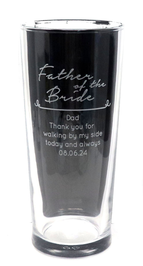 Personalised Pint Glass - Father of the Bride/Groom Wedding Design
