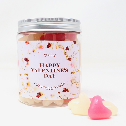 Personalised Valentine's Flower Circle Design Jelly Bean Sweet Jar 280g