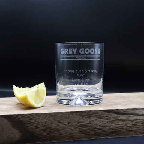 Personalised Glass Tumbler - Grey Goose Banner Design