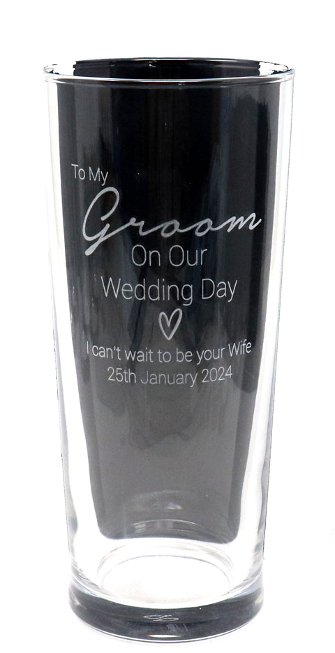 Personalised Pint Glass - Groom Wedding Design