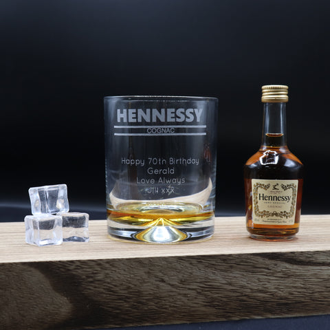 Personalised Glass Tumbler & Miniature - Hennessy Cognac Banner Design