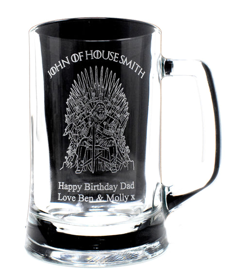 Personalised Pint Glass Tankard - Games of Thrones House Design