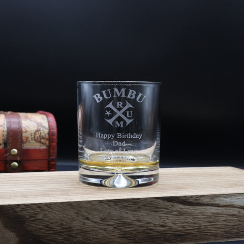 Personalised Glass Tumbler - Bumbu Rum Design