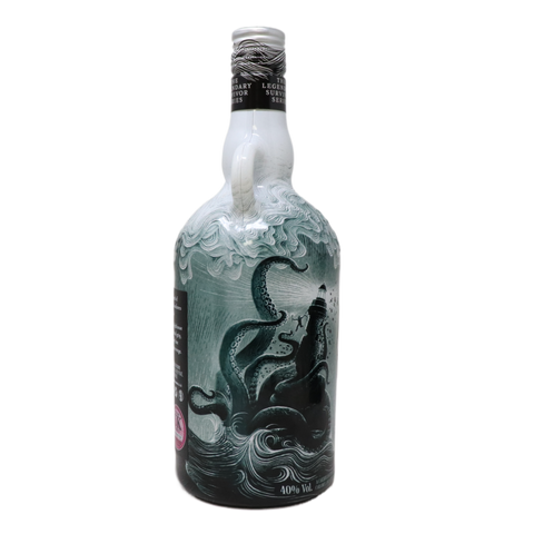 Personalised Glass Tumbler & 70cl Limited Edition Lighthouse Legendary Survivor Kraken Black Spiced Rum - Label Design
