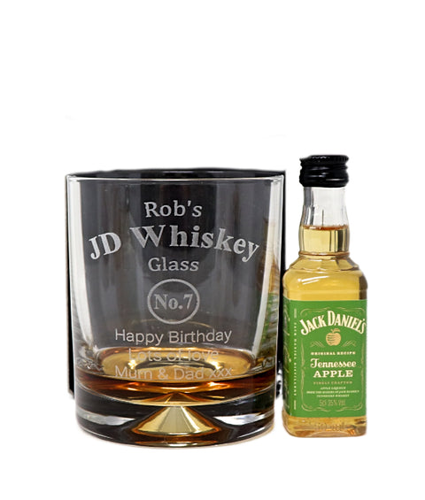 Personalised Glass Tumbler & Miniature - Jack Daniels Design