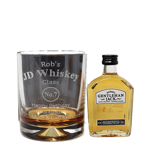 Personalised Glass Tumbler & Miniature - Jack Daniels Design