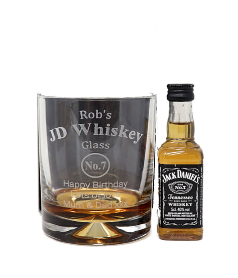 Personalised Glass Tumbler & Miniature - Jack Daniels Design