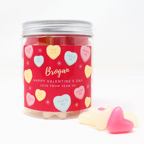 Love Hearts Design Jelly Bean Sweet Jar 280g