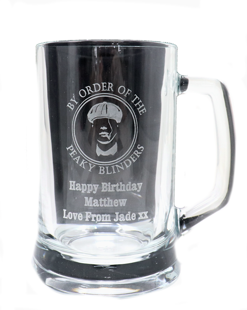 Personalised Pint Glass Tankard - Peaky Blinders Design