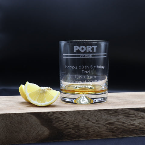 Personalised Glass Tumbler - Port Banner Design