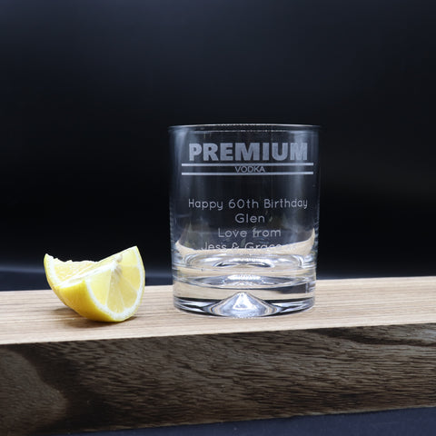 Personalised Glass Tumbler - Premium Vodka Banner Design
