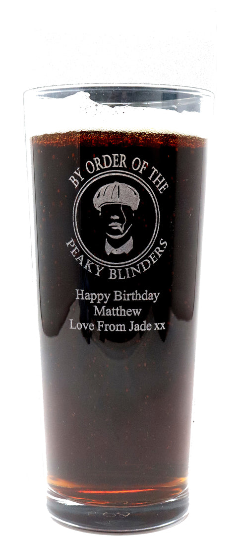 Personalised Pint Glass - Peaky Blinders Design