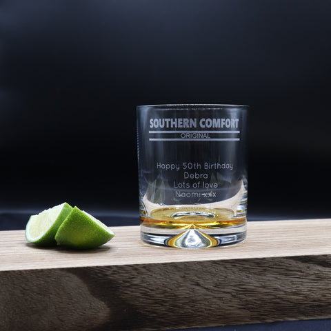 Personalised Glass Tumbler - Southern Comfort Banner Design